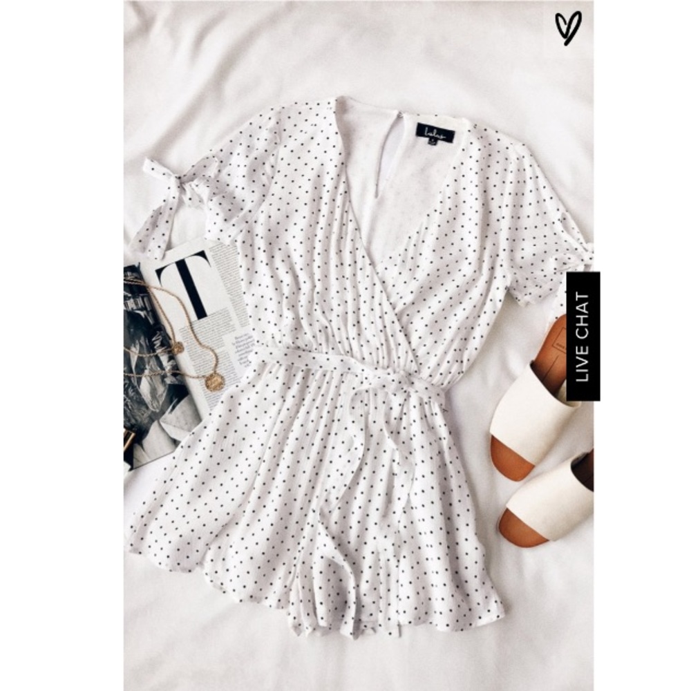 Lulus Romper - Black and white polka dot Size M